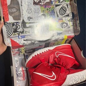 Nike Red and White Athletic Sneakers